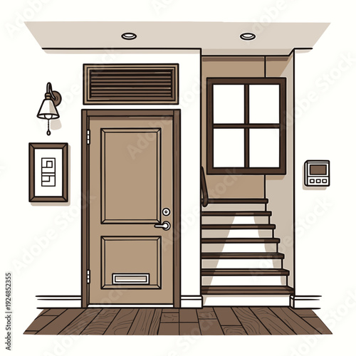 Entryway with Stairs vector illustration