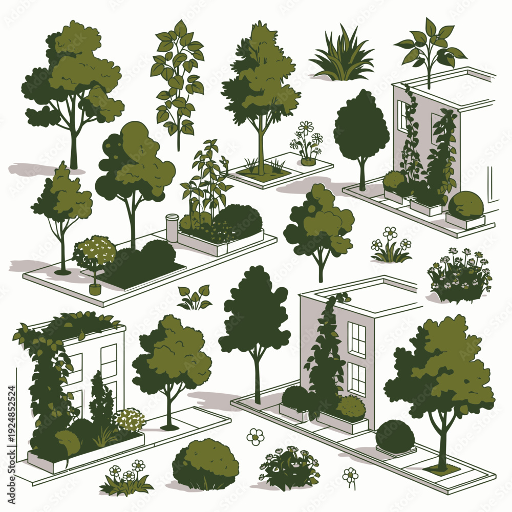 Obraz premium Garden Design Elements vector illustration