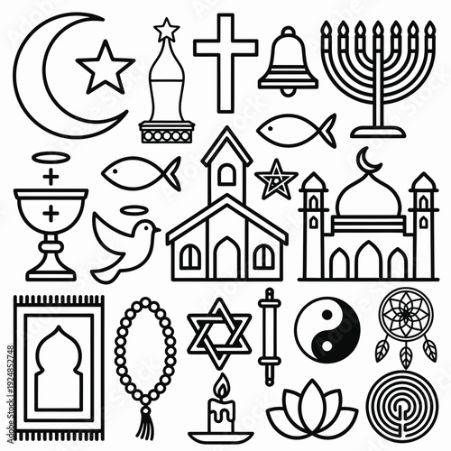 Religious Symbols World Religions vector illustration