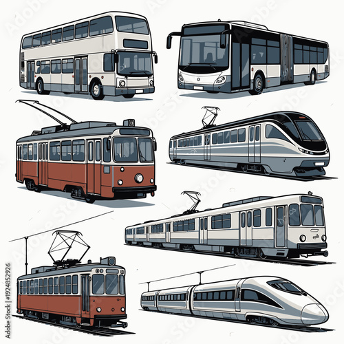 Public Transportation Vehicles vector illustration