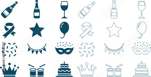 Festive party and celebration including drinks, decorations, and music