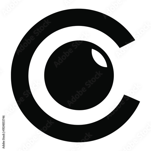 Black copyright symbol on white background icon