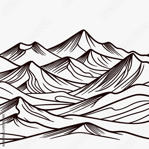 Black and White Mountain Range vector illustration