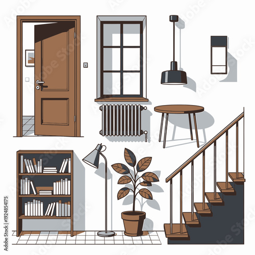 Home Interior Elements vector illustration