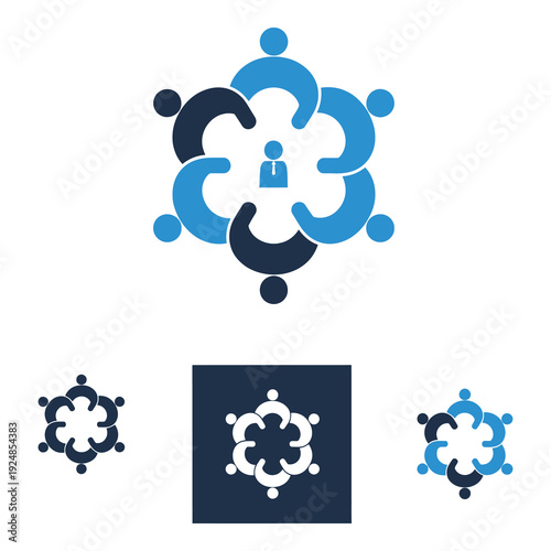 Blue and white business people icons in different formats for graphic resources use icon