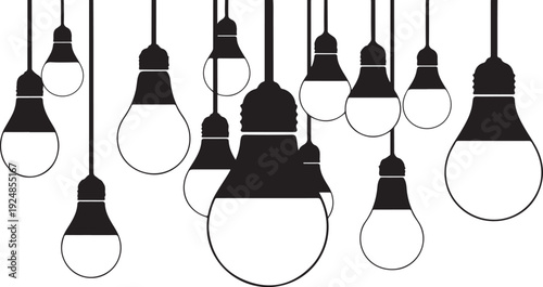 Hanging Light Bulbs in a Modern Minimalist Setting Illustration
