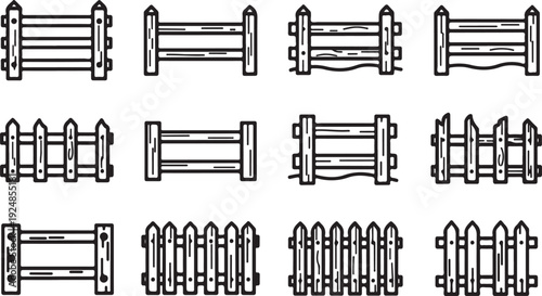 A collection of various fence designs and styles for different applications Vector