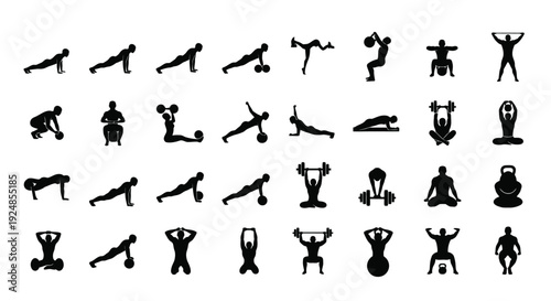 Bodyweight Exercise Silhouette Collection Illustration