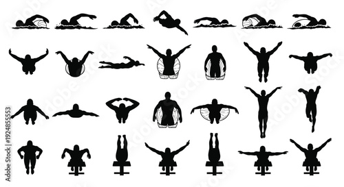 Swimming Strokes Silhouette Collection Illustration