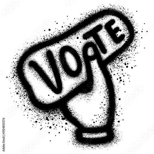 Vote icon held in hands in graffiti style, Polling, flat design vector illustration