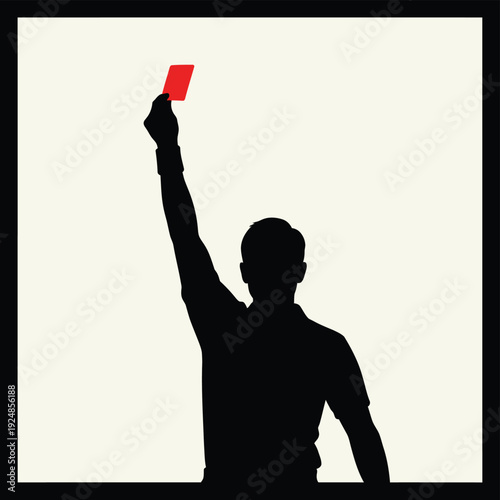 Referee Showing Red Card Silhouette Illustration