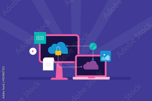 Cloud file management system, encrypted synchronization of multi format digital assets across connected devices. 