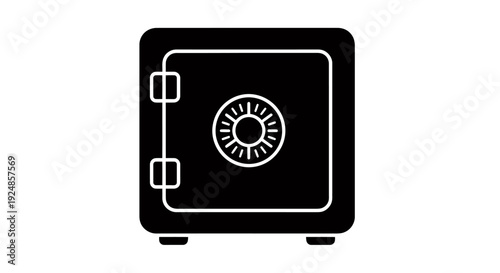 Digital safe with combination dial and secure lock icon.