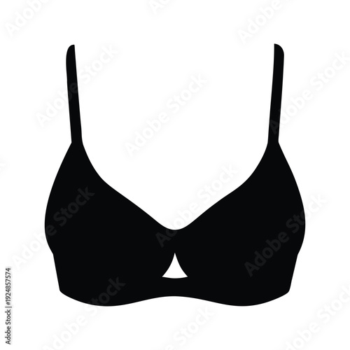Elegant black and white bra with triangle design silhouette vector illustration, bra silhouette vector illustration