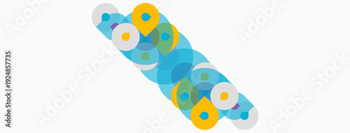 Abstract colorful circles overlap, creating dynamic visual pattern. Shapes vary sizes, hues, forming interesting composition.