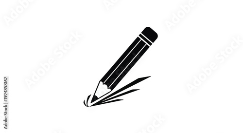 Black pencil drawing a line on a white background, symbolizing creativity and ideas.