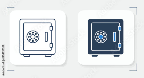 Two Safe Vault Icons Showing Locked Doors and Security Details.