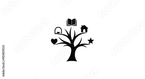 Symbolic tree of life representing home, learning, family, and dreams