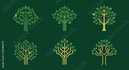 Collection of Different Tree Illustrations.