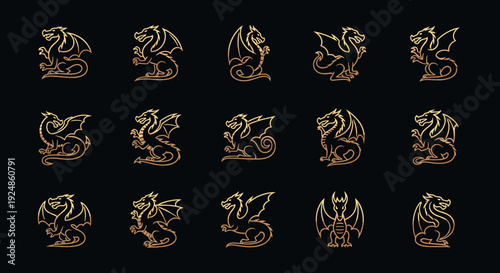 Collection of Fantasy Dragon Illustrations.