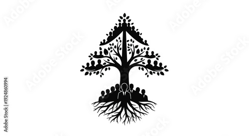 Generations connected through a symbolic family tree illustration