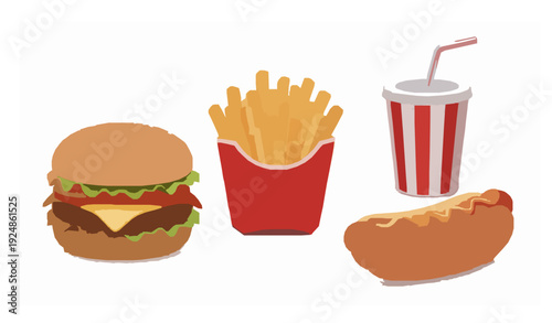 3D Realistic Fast Food Elements Vector Set