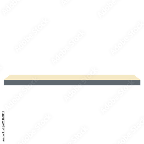 Modern wall mounted shelf illustration symbolizing storage space, product display area, and minimalist retail interior furnishing solution.