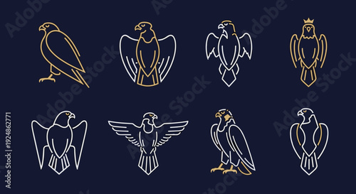 Collection of Various Bird Illustrations and Icons.