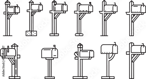 A collection of various mailbox designs and styles for residential use Vector