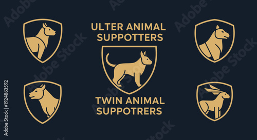 Dog Silhouettes in Shield Logos Design.