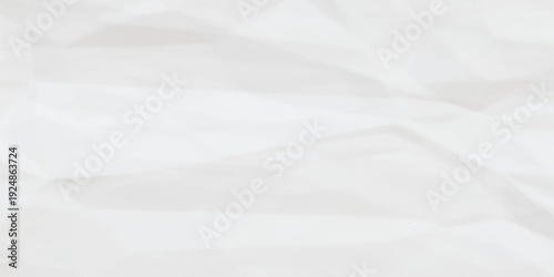 White crumpled paper background with a textured, wrinkled style. The background is predominantly white, adding a layered white effect. Paper texture background vector.