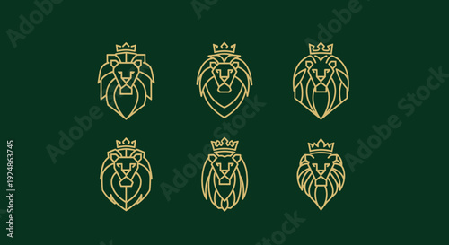 Golden Lion Head Logos with Crowns.