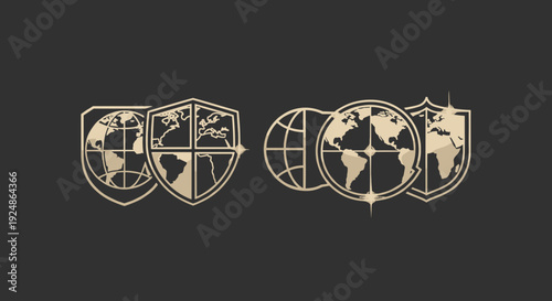 Shield Logos with Global Emblem Design.