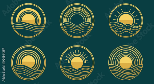 Six Golden Sun Symbols in Circles.