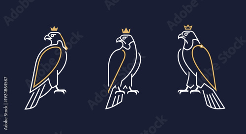 Three Crowned Eagles in Different Positions.