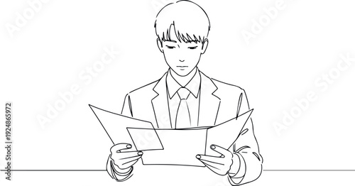 Man In Suit Holding Documents Reading Information
