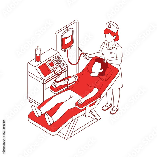 Medical professional attending to a patient on a dialysis machine.