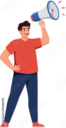 Man With Megaphone Announcing News Pixel Art Style