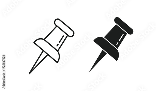 Two push pins in black and white on a pure for office or organization use