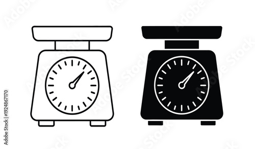 Vector illustration of two kitchen scales in black and white