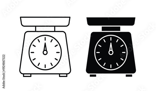 Two kitchen scales in black and white for cooking and baking