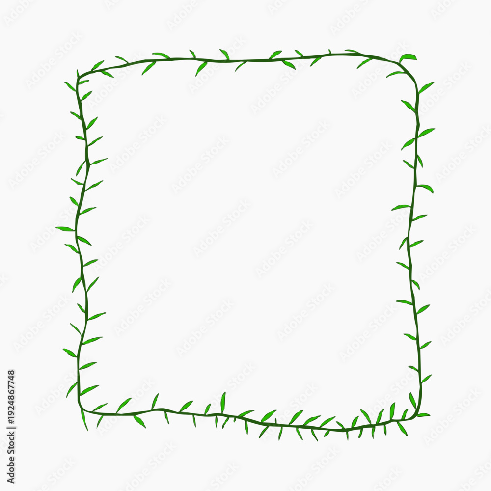 Fototapeta premium Green leafy vine border frame for decorative design and layout