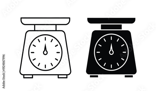 Vector illustration of black and white kitchen scales