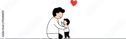 Parent Holding Child With Heart Above Minimalist Flat Illustration