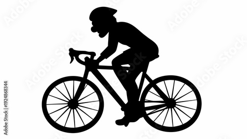 Cyclist in motion on a bicycle with a determined look
