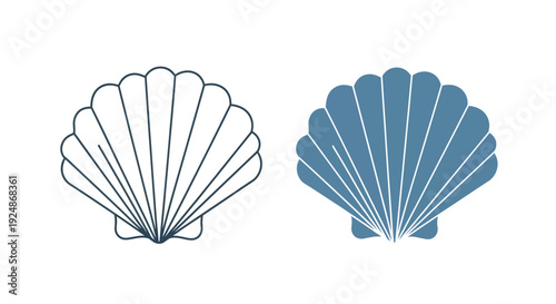 Sea shell icon in outline and solid style simple marine symbol vector illustration
