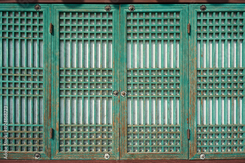 Traditional Korean wooden lattice door background