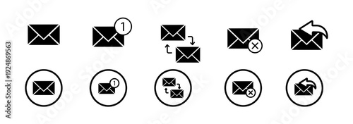 Chat message icon set. Contains speech bubbles, conversations, dialog text, email contacts, reply, read, settings, delete. Illustration.
