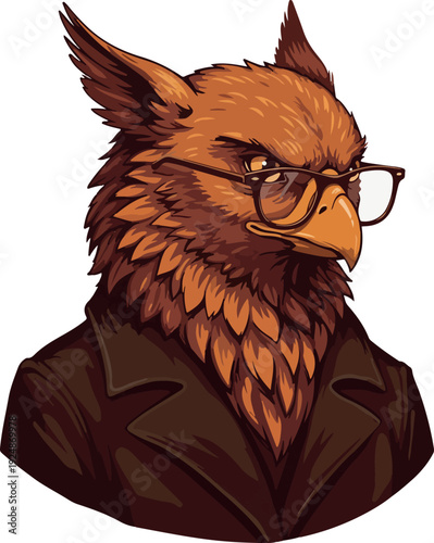 Pixel Art Gryphon Wearing Glasses and Suit