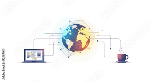 Global Business Expansion and International Trade Network Concept Illustration